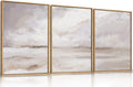 Large Neutral Abstract Framed Canvas Wall Art Set for Home Decor