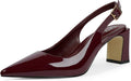 Womens Pumps Pointed Closed Toe Chunky Heel Slingback (Style 3FMJ)