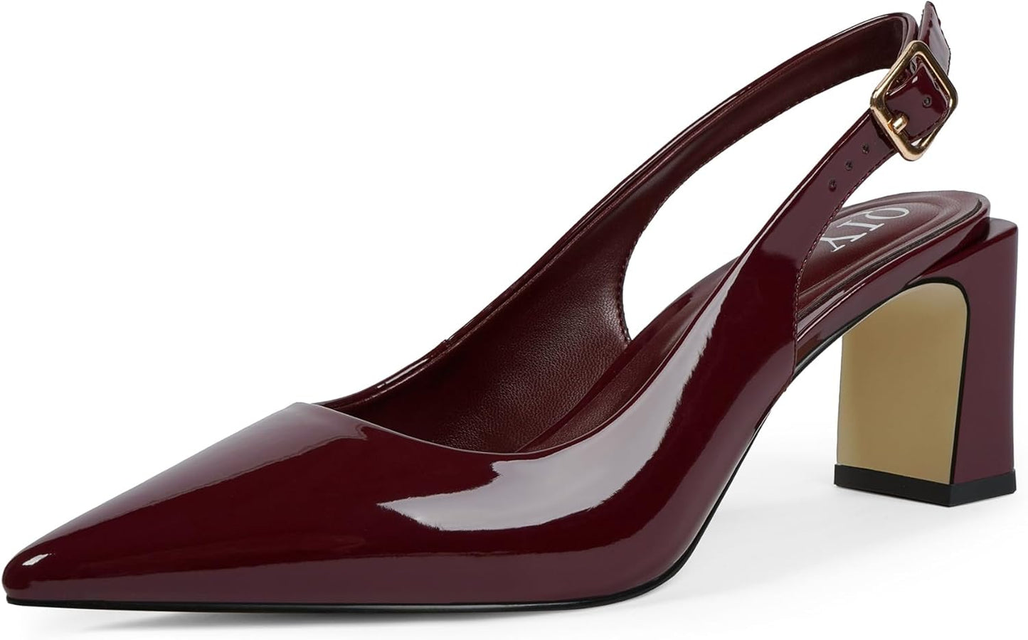 Womens Pumps Pointed Closed Toe Chunky Heel Slingback Heels