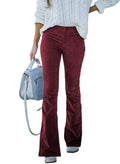 Sidefeel Women's Corduroy Flare Pants Elastic Waist Bell Bottom fabric