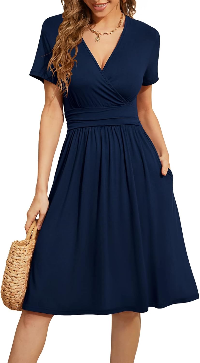 WEACZZY Women's Summer Short Sleeve Casual Floral Dress