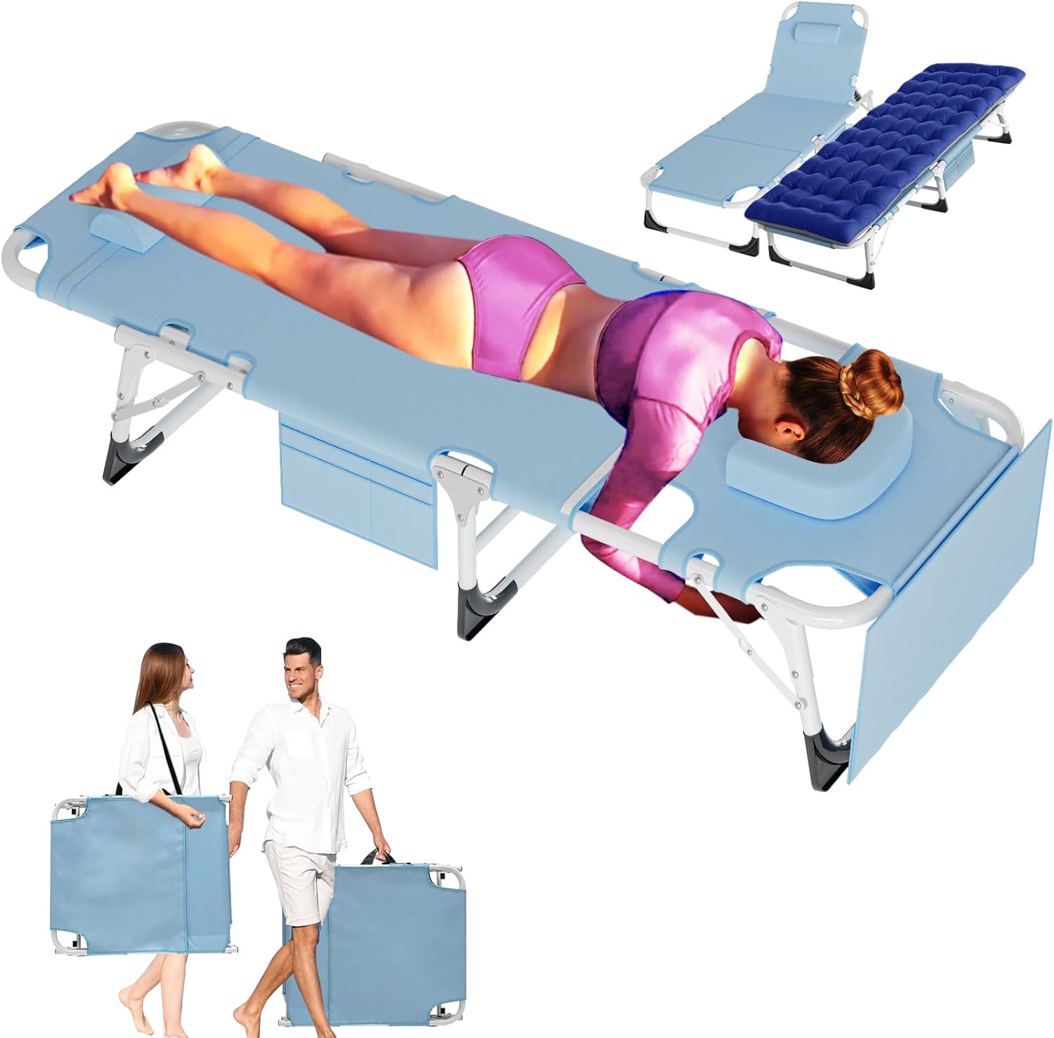 ABORON 3 in 1 Sun Tanning Chair for Beach Pool Lawn Patio