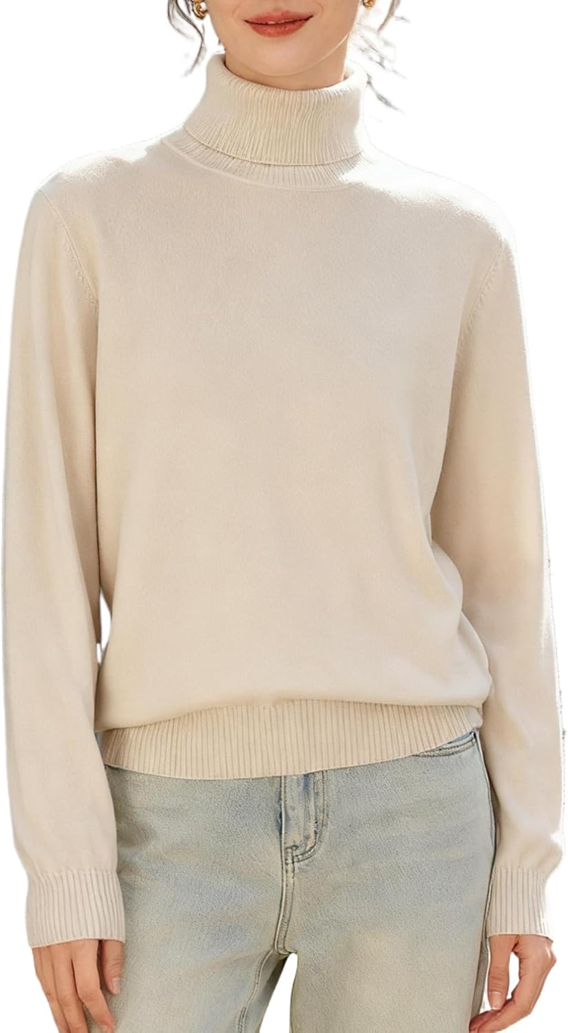 DAIMIDY Turtleneck Sweaters for Women Long Sleeve Knit Pullover