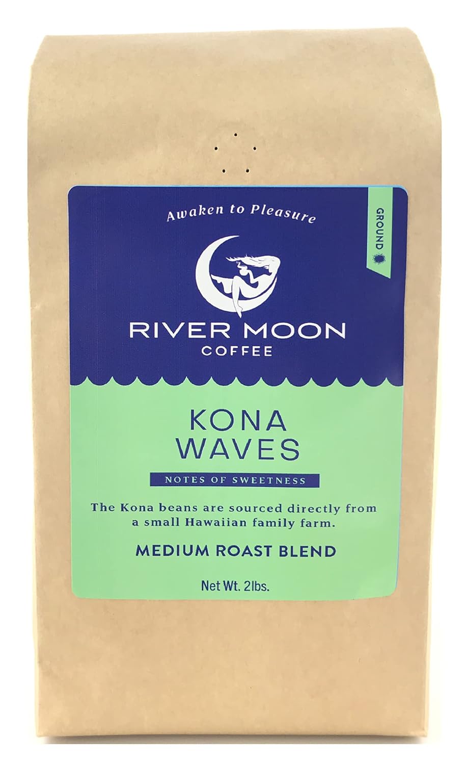 Kona Coffee Ground Medium Roast - River Moon Coffee 2 lbs