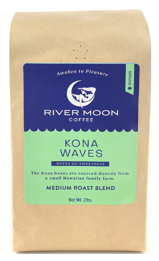 Kona Coffee Ground Medium Roast - River Moon Coffee 2 lbs
