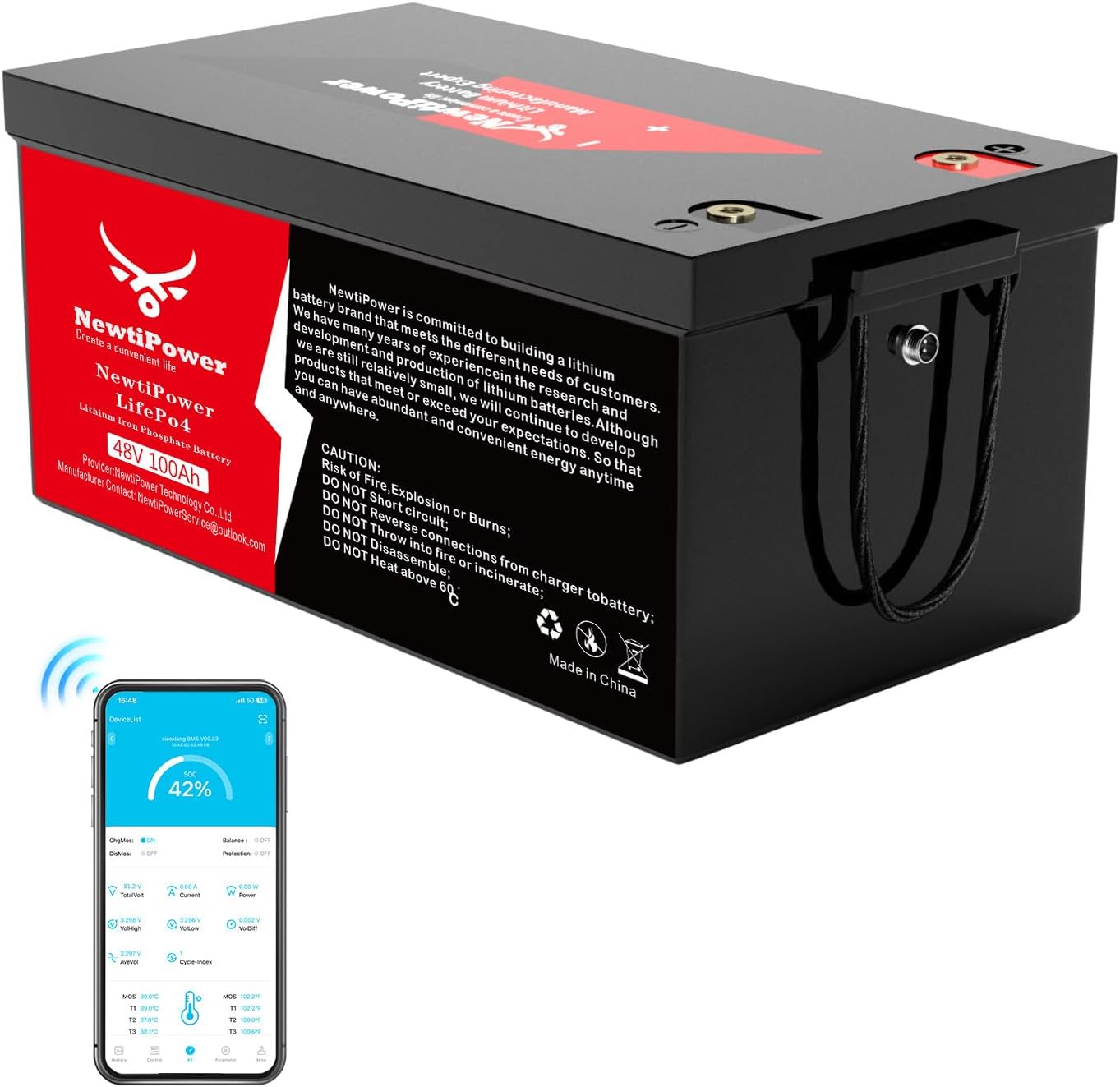 48V 100Ah Golf Cart Lithium Battery with 200A BMS for Power