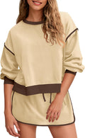 Womens Sweatsuits 2 Piece Set Crewneck & High Waisted Skort