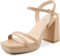 JOY IN LOVE Platform Heels for Women 3.5 in Chunky Block Heel Women's