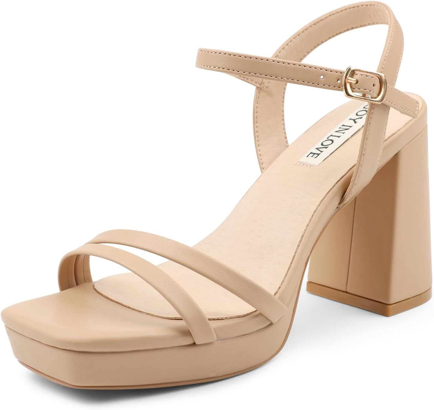 JOY IN LOVE Platform Heels for Women with Chunky Block Heel