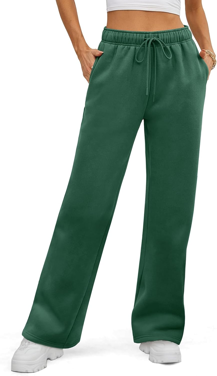ATHMILE Womens Fleece Lined Wide Leg Sweatpants for Fall Style