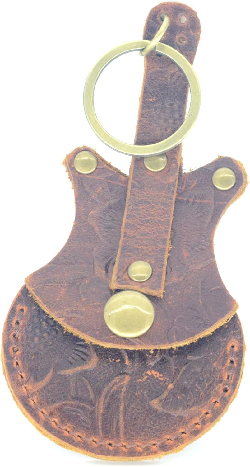 Guitar Pick Holder Keychain - Genuine Leather Craftsmanship