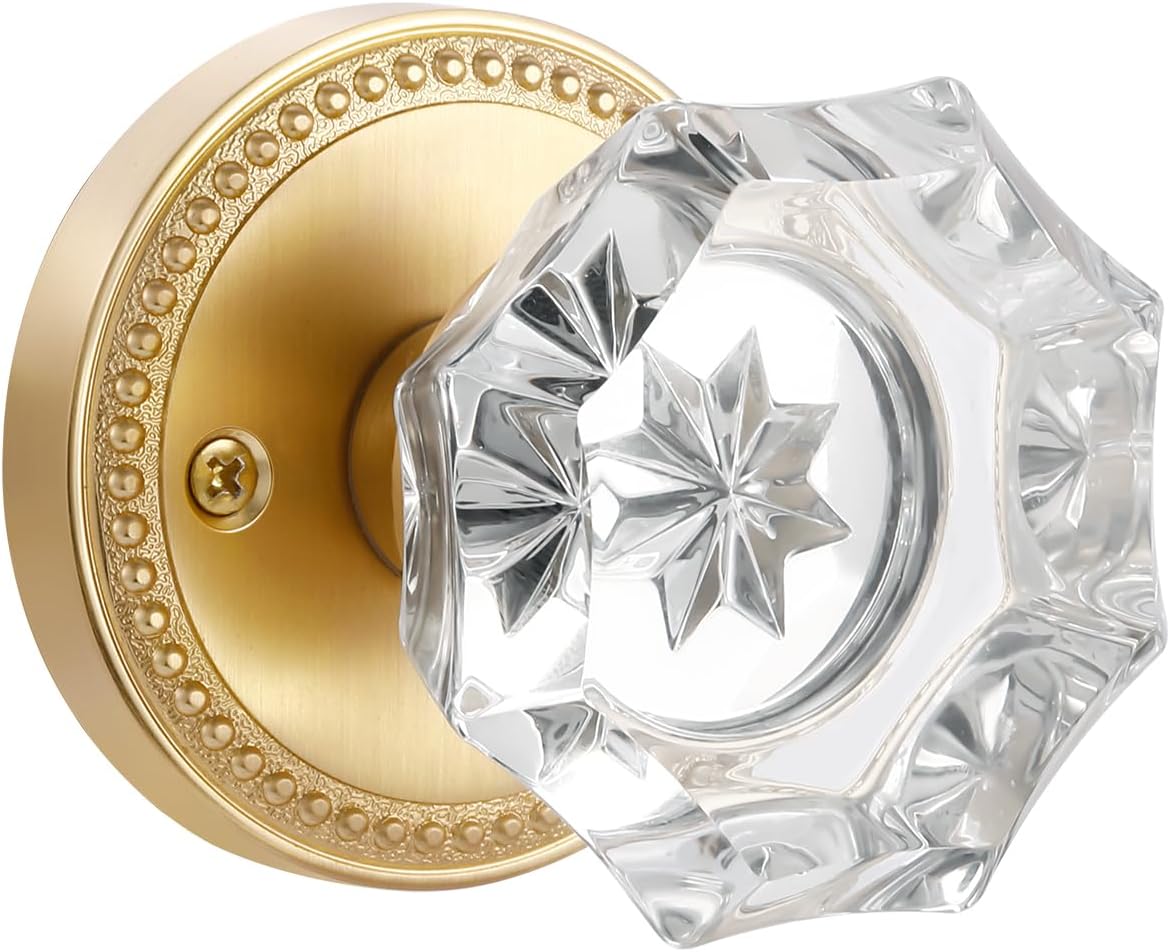 Gold Door Knobs with Crystal Design for Interior Doors