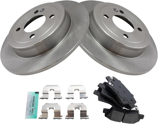 TRQ Rear Brake Pad & Rotor Kit for Hyundai Accent & Kia Rio