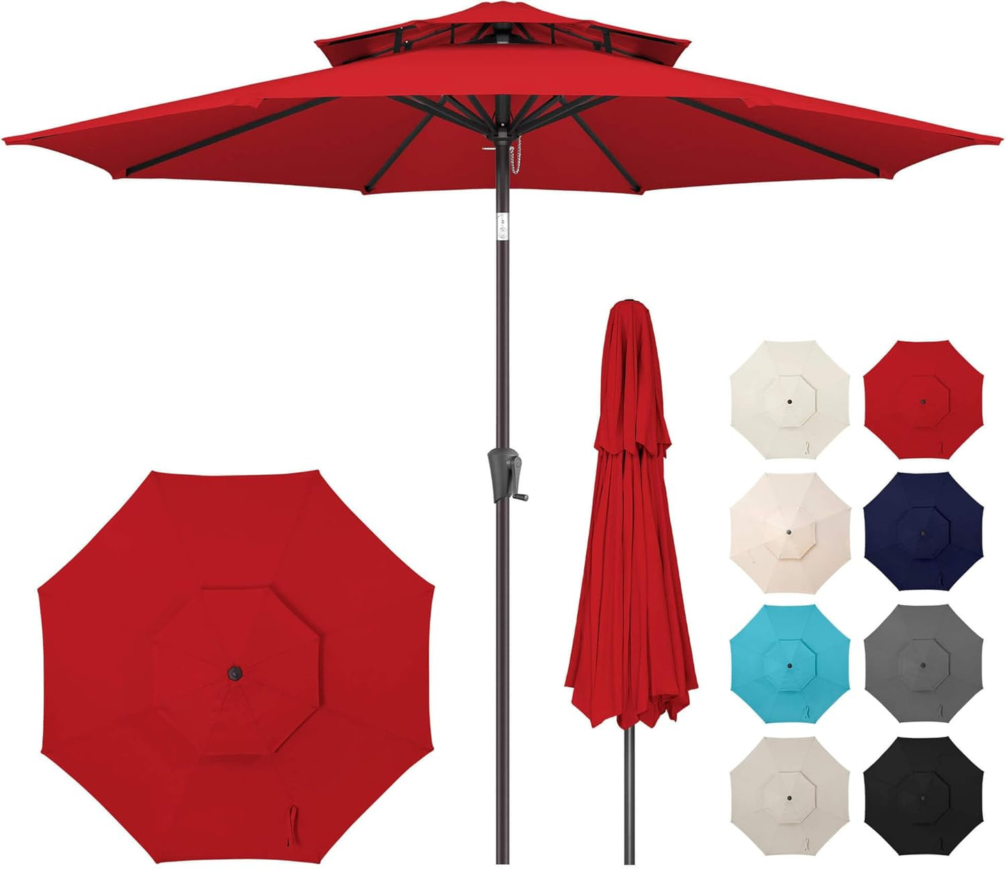 9ft Outdoor Patio Umbrella with Double Layer UV Protection