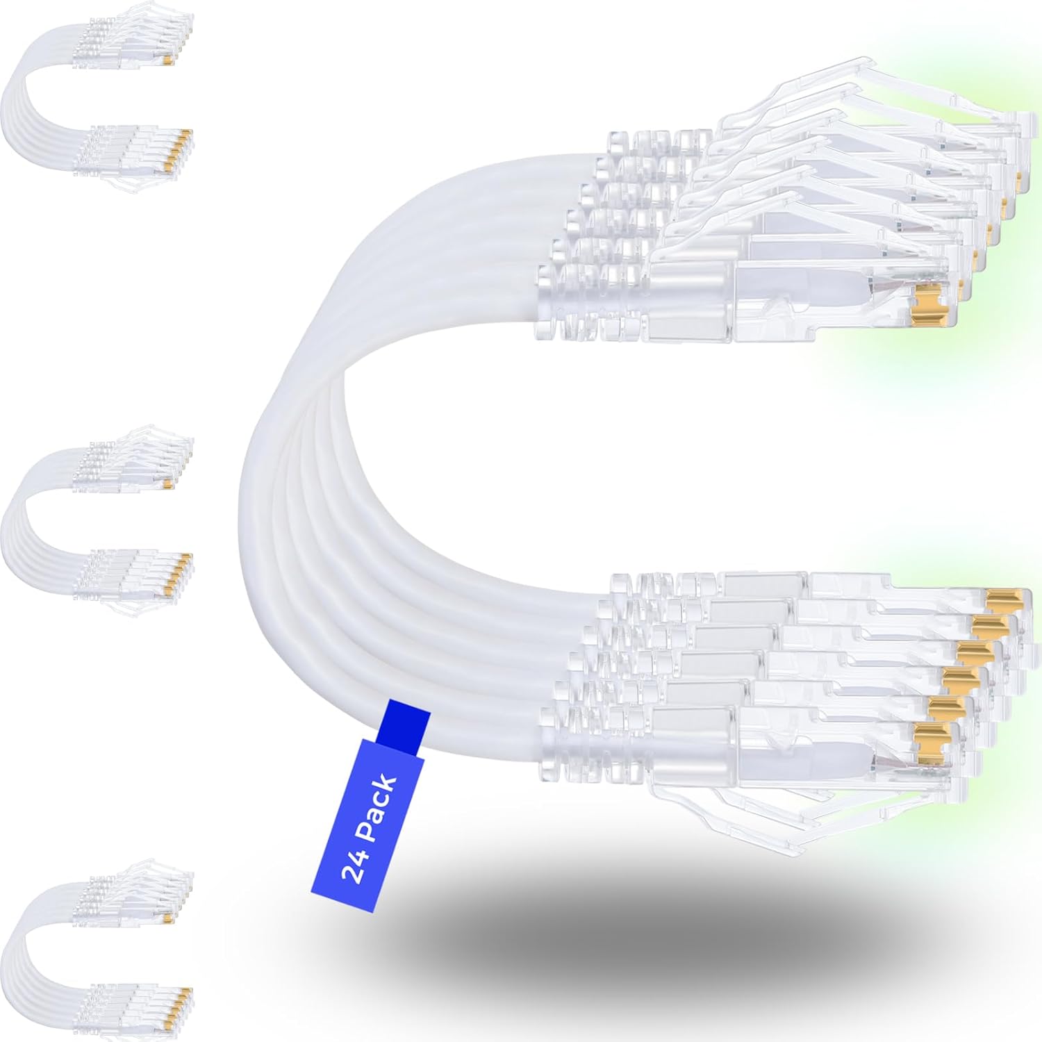 Cat6a Ethernet Patch Cable 7ft 24 Pack for High Performance