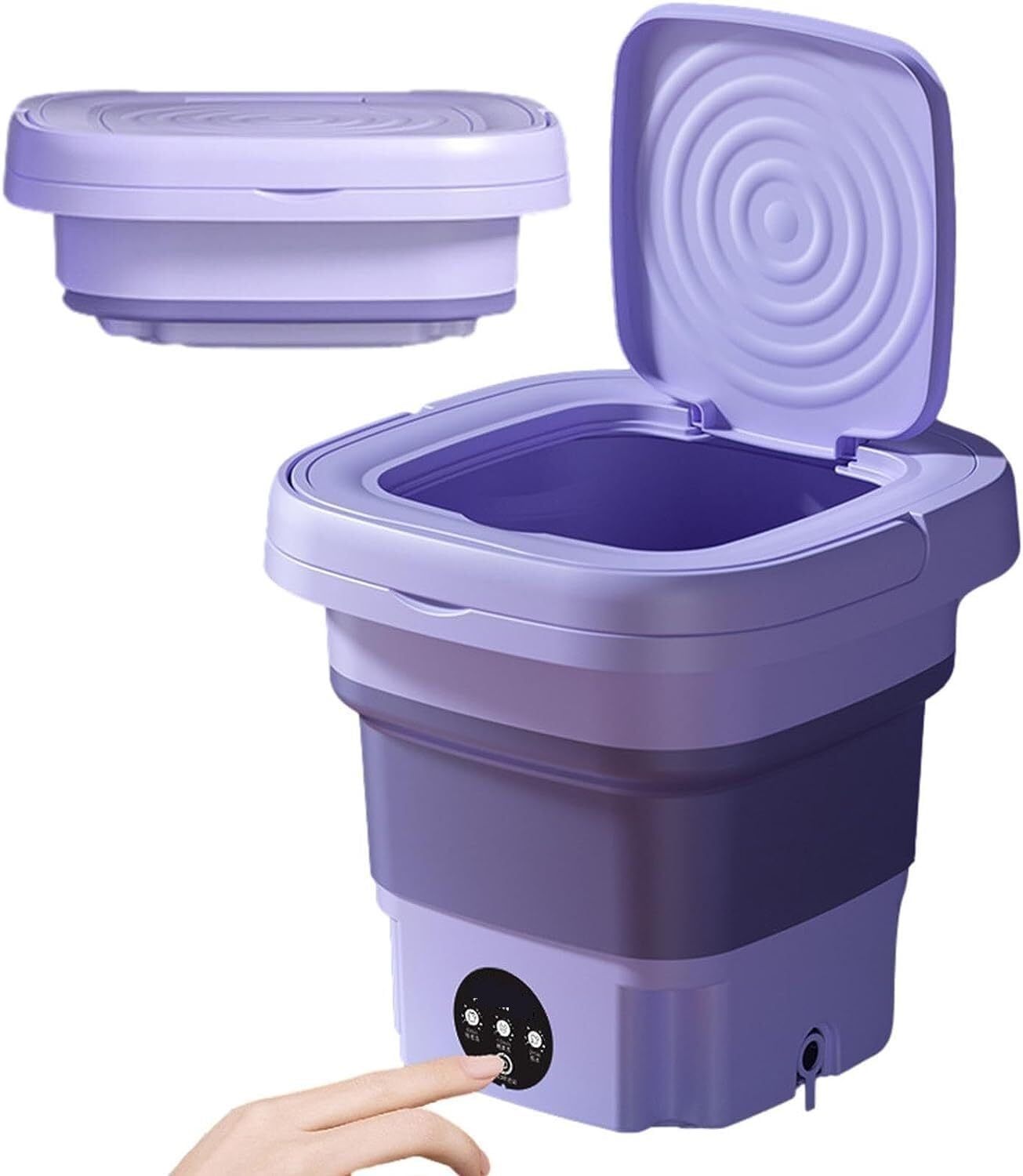Compact Portable Camping Washer & Spin Dryer - Purple