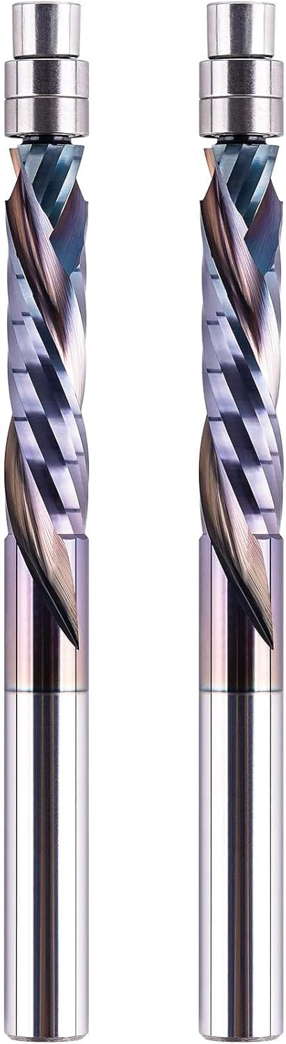 SpeTool Compression Spiral Flush Trim Router Bit Set for Woodworking