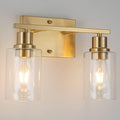 2-Lights Gold Bathroom Light Fixture Brushed Brass Vanity Light