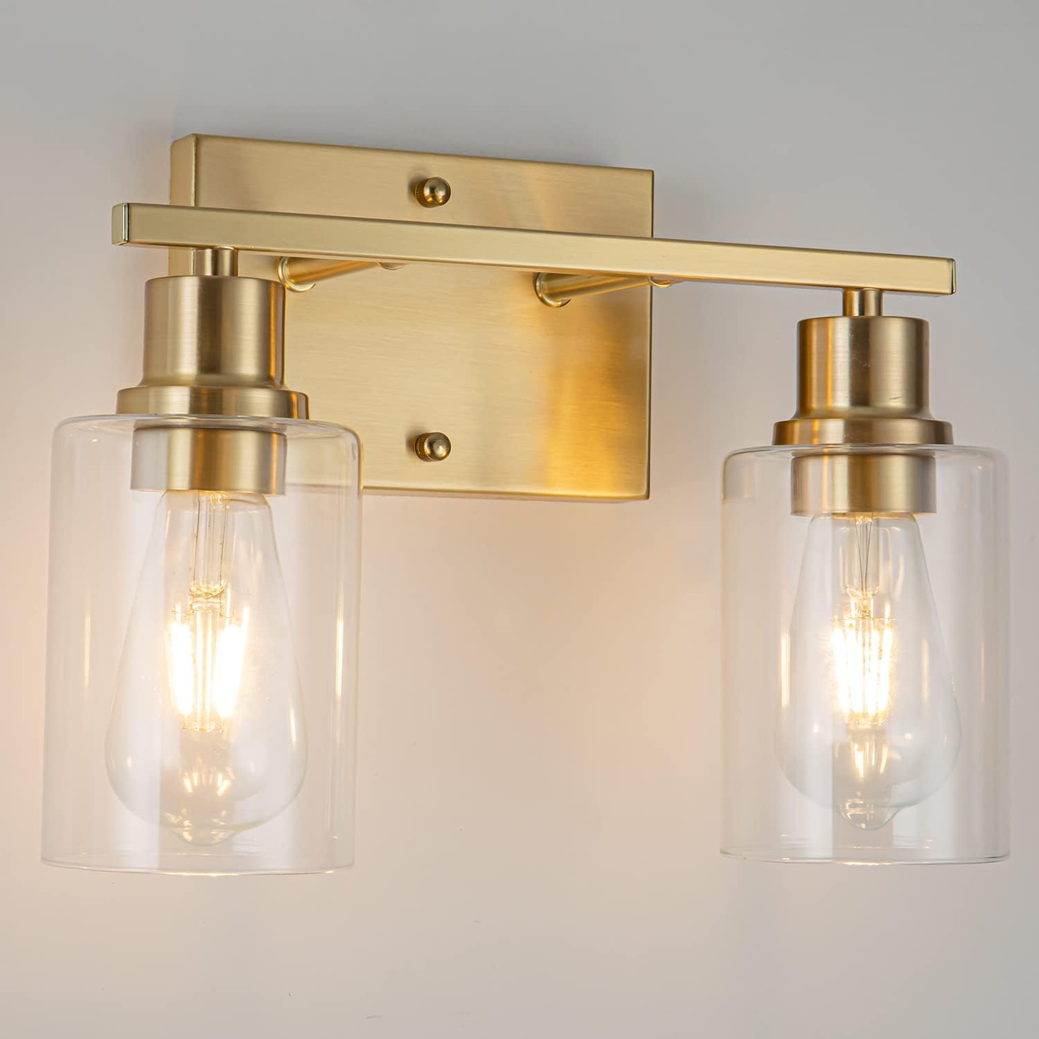 2-Lights Gold Bathroom Light Fixture for Modern Home Decor
