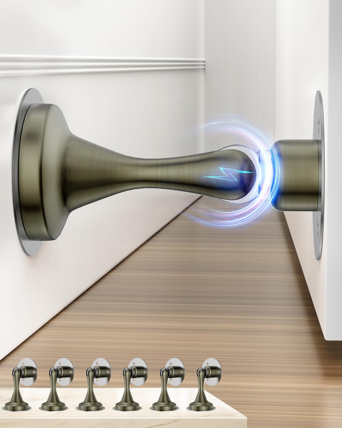 Magnetic Door Stoppers - 6 Pack Heavy Duty Stainless Steel