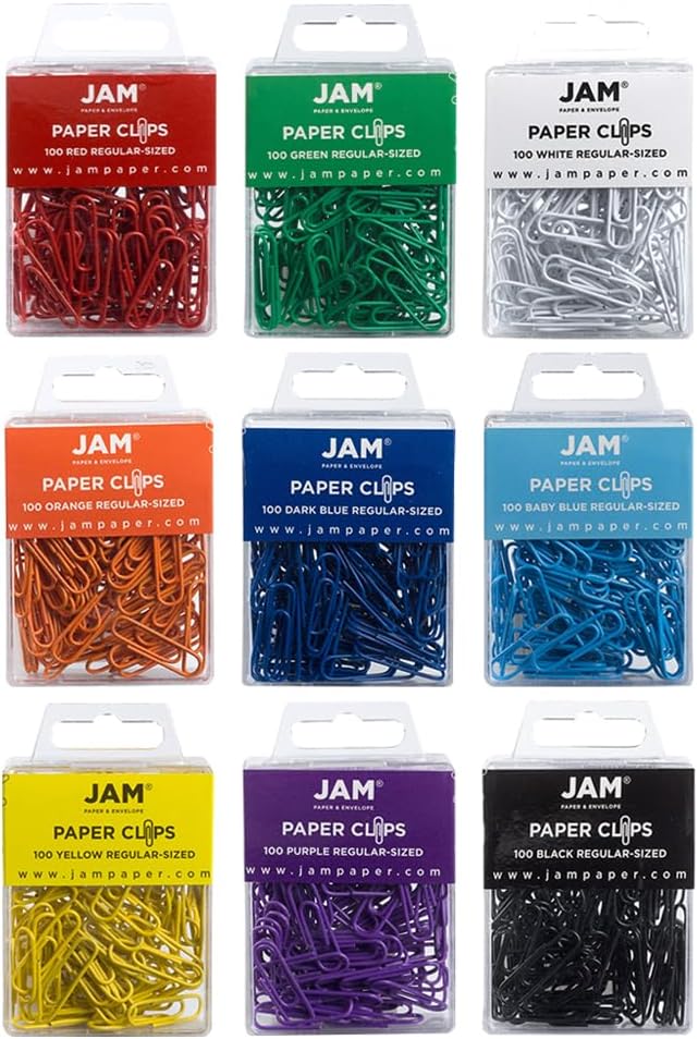 JAM PAPER Colorful Standard Paper Clips for Easy Organization