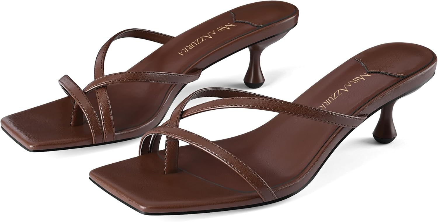MIRAAZZURRA Kitten Heels for Women - Trendy Summer Flip Flops