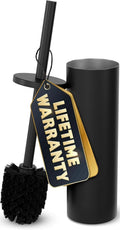 Black Toilet Brush and Holder Set - Compact Scratch Resistant Cleaner