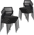 Black Stackable Mesh Office Chairs 8 Pack - Adjustable Backrest