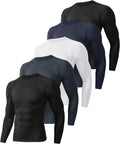 Long Sleeve Compression Shirts for Men - Quick Dry 5 Pack BOOJO