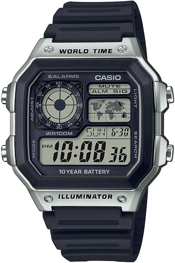 Casio AE1200WH Series Mens Digital Watch with Multi Alarms