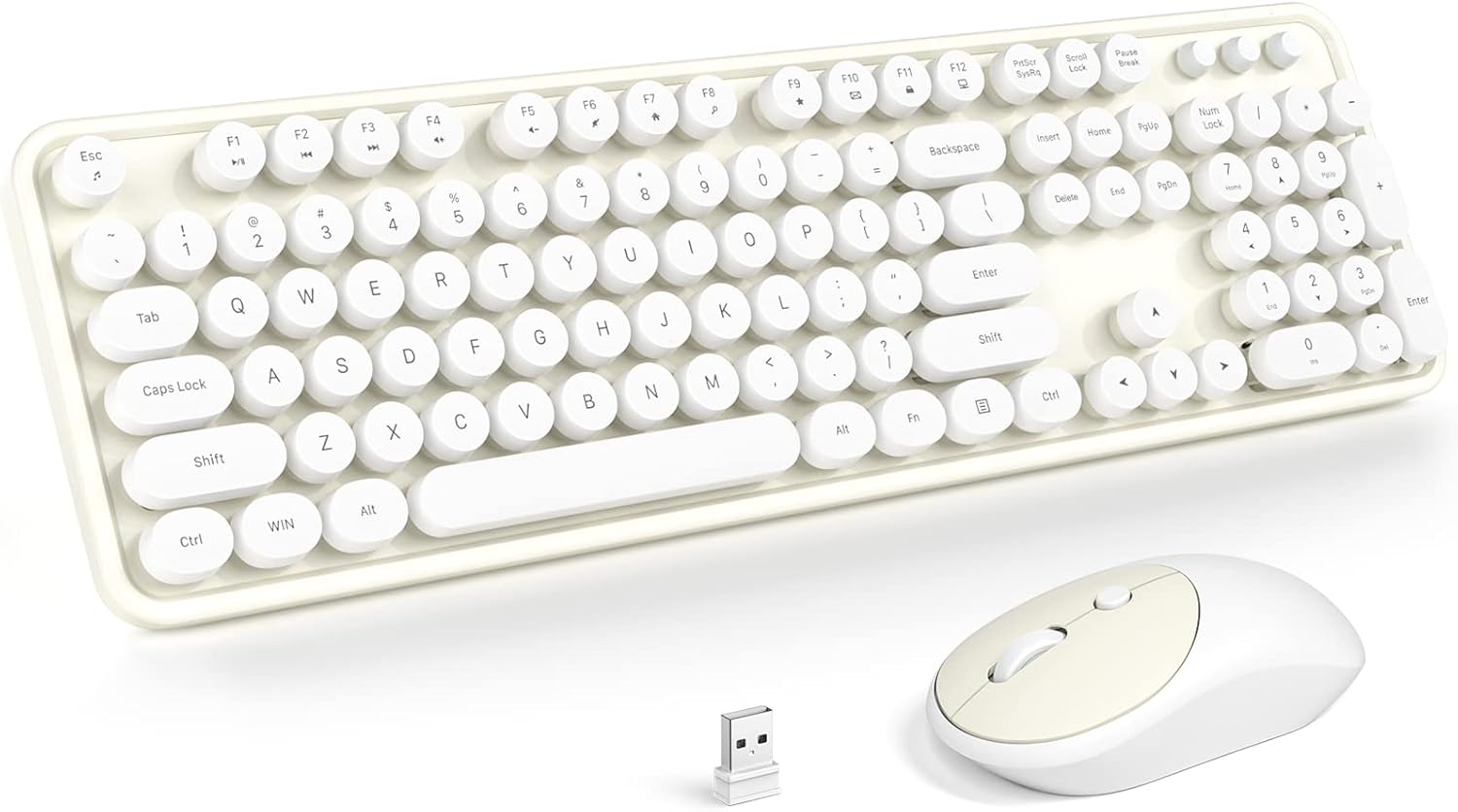 Wireless Keyboard and Mouse Combo with Retro Typewriter Design
