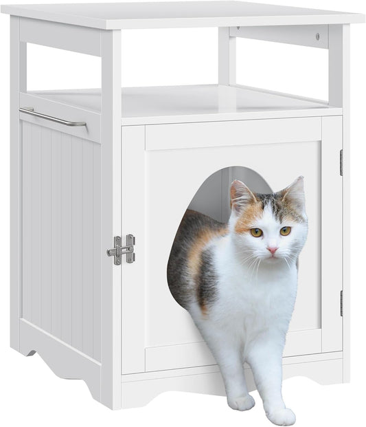 Yaheetech Cat Litter Box Enclosure with Open Shelf and Storage