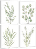 Botanical Wall Art 12x16 Sage Green Eucalyptus Prints - Calming 4pc