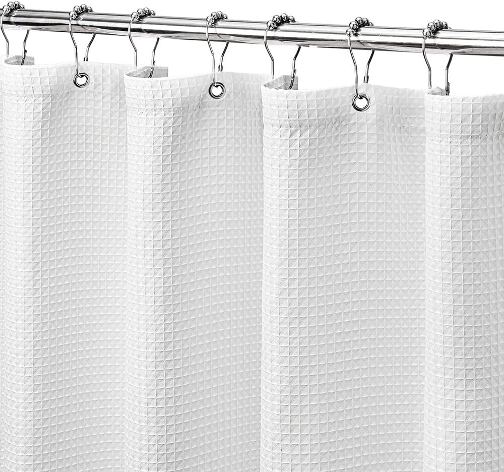 Waterproof Hotel-Quality White Shower Curtain by MISS SELECTEX
