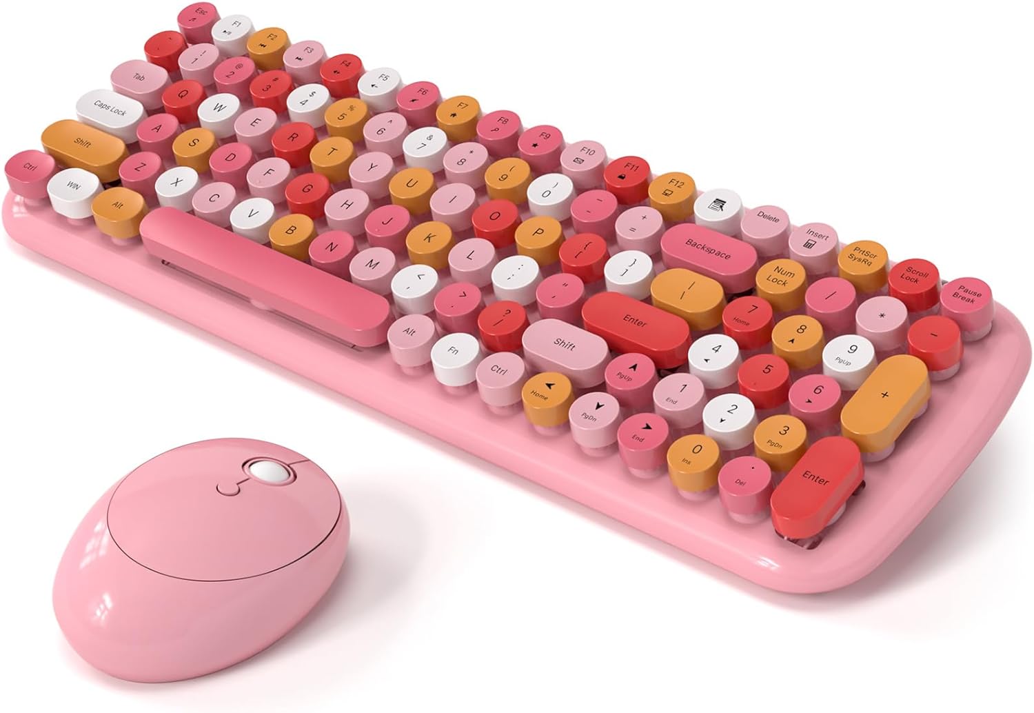 Wireless Keyboard and Mouse Combo with Retro Aesthetic Design