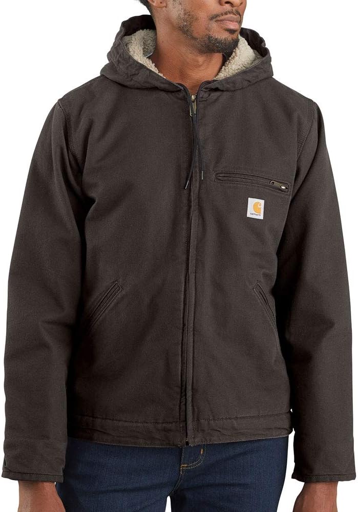 Carhartt Men's Washed Duck Jacket with Sherpa Lining for Comfort