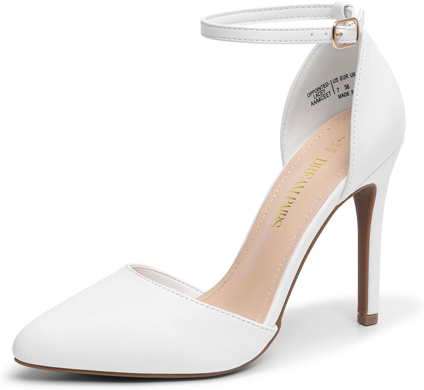 DREAM PAIRS Women's Pointed Toe Ankle Strap High Heel Pumps