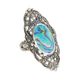 Pure 925 Sterling Silver Turquoise Ring for Women US Size 5 - Abalone