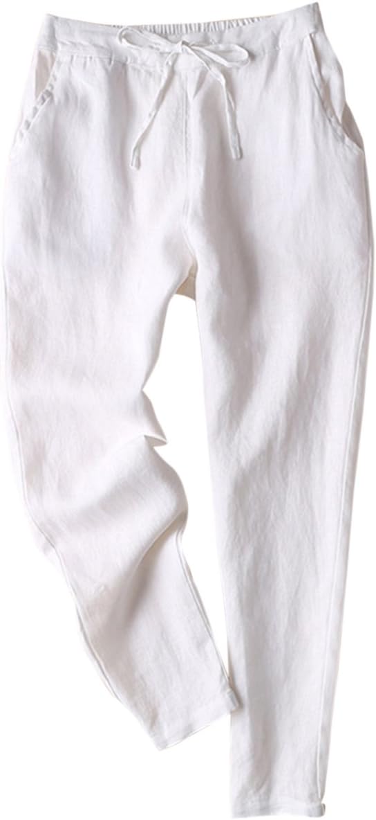 IXIMO Women's Tapered Pants: Comfortable Linen Drawstring Style