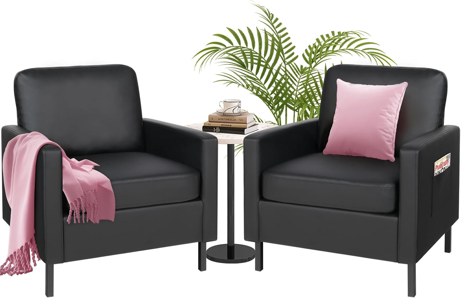 Set of 2 Stylish Faux Leather Chairs