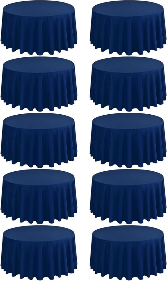 10 Pack Navy Blue Round Tablecloths - 120 Inch Polyester Covers
