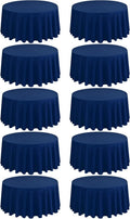 10 Pack Navy Blue 90 in Round Polyester Tablecloths - Wrinkle & Stain
