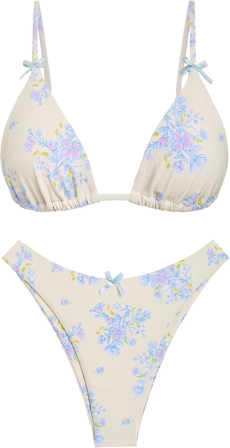 Seamoly Women's Bikini Sets with Tie Back Bowknot Design