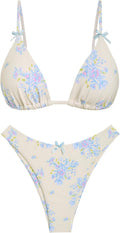 seamoly Women's Bikini Set Gingham Floral Cherry Print - Flattering