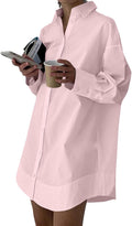 Stylish LYANER Women's Collar Shirt Dress with V Neck Design