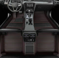 Luxury Leather Car Floor Mats Custom Full Coverage - Streak Black red