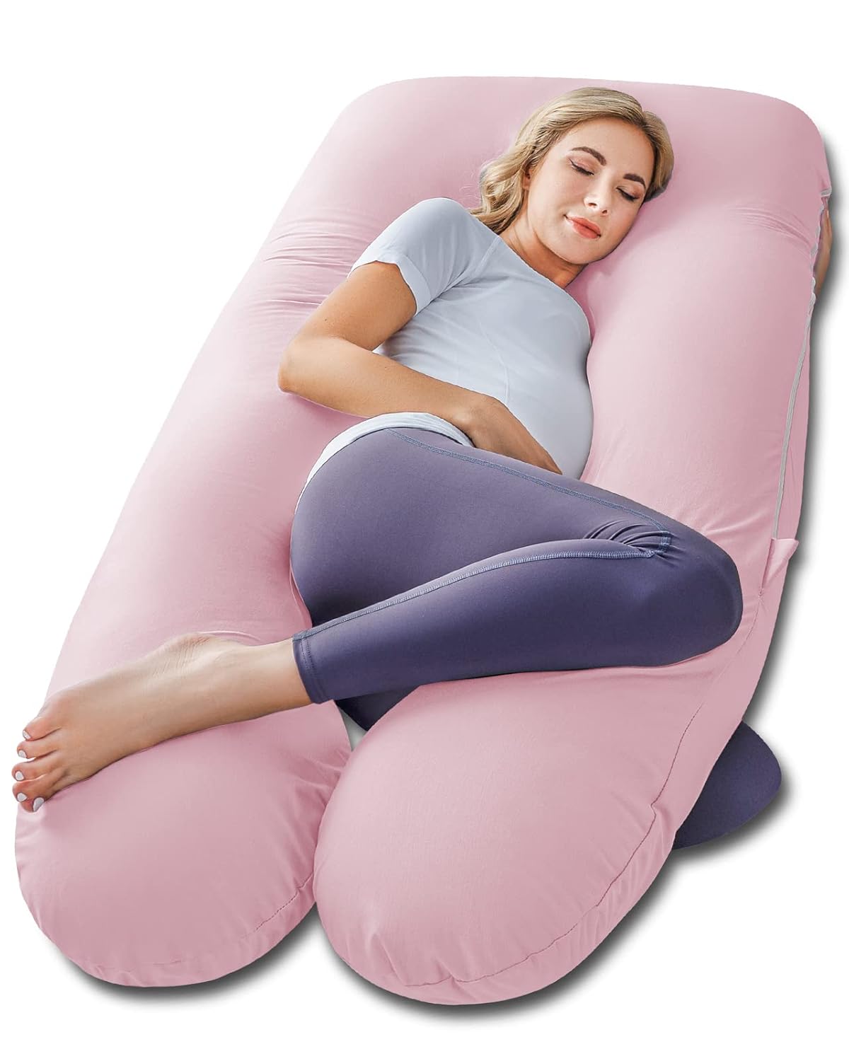 Meiz Pregnancy Pillows for Sleeping with Cooling Jersey Cover