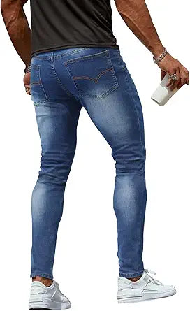 Woenzaia Mens Jeans Slim Fit Skinny Denim Stretch Tapered Pants