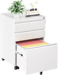 INTERGREAT 3 Drawer Filing Cabinet with Lock - Mobile White File