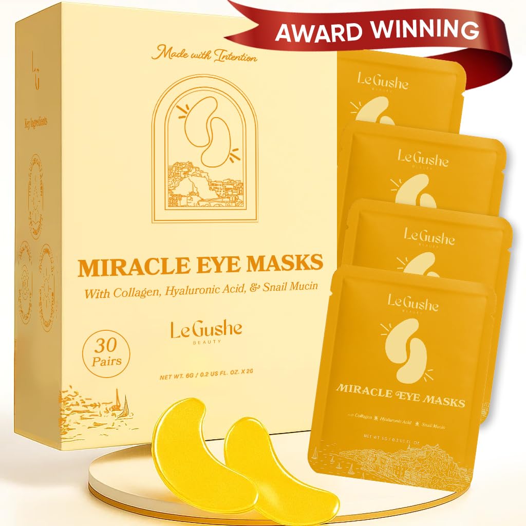 LE GUSHE Gold Under Eye Patches for Dark Circles and Puffiness